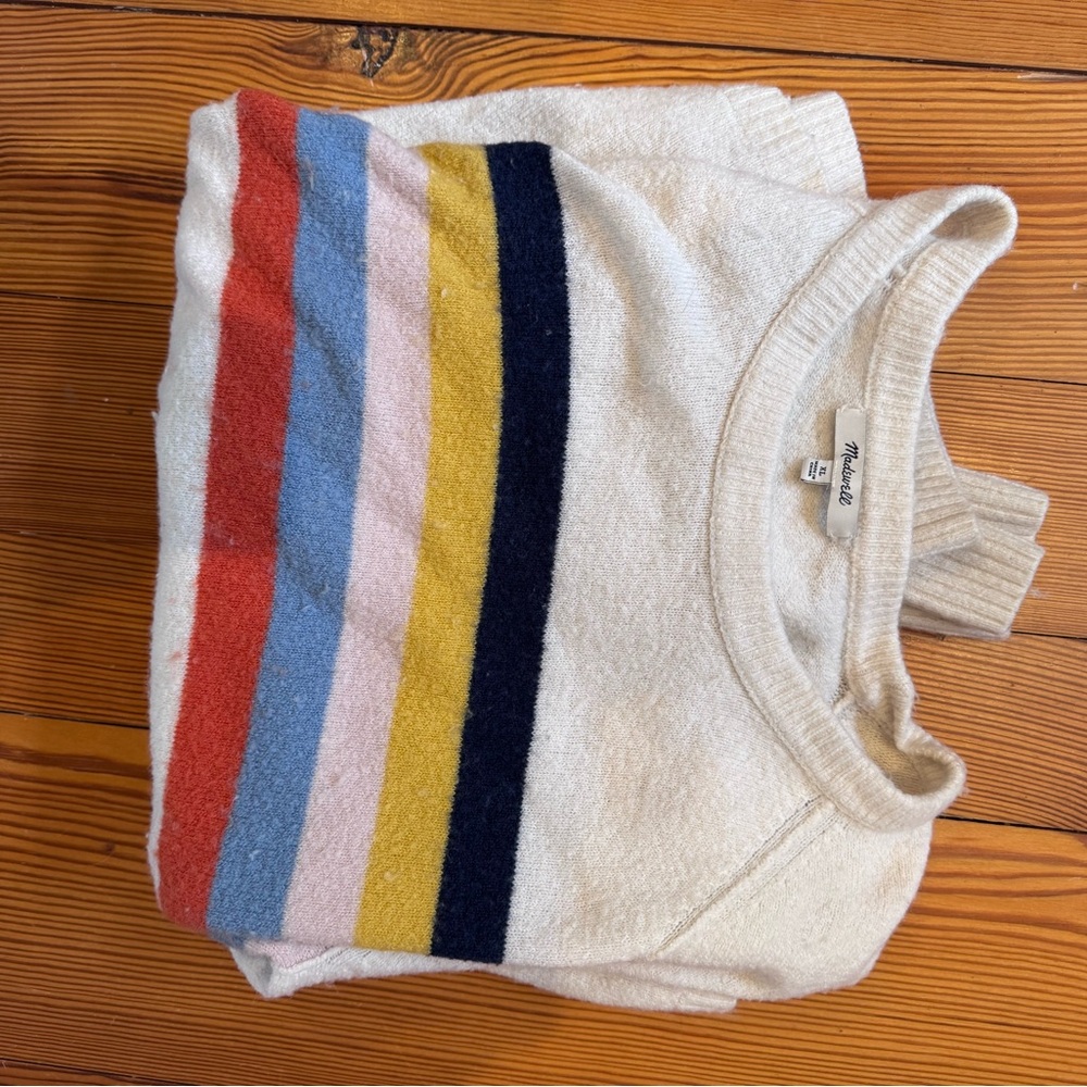 Madewell Women's Striped Sweater - Cream, Red, Pink, Yellow, Blue